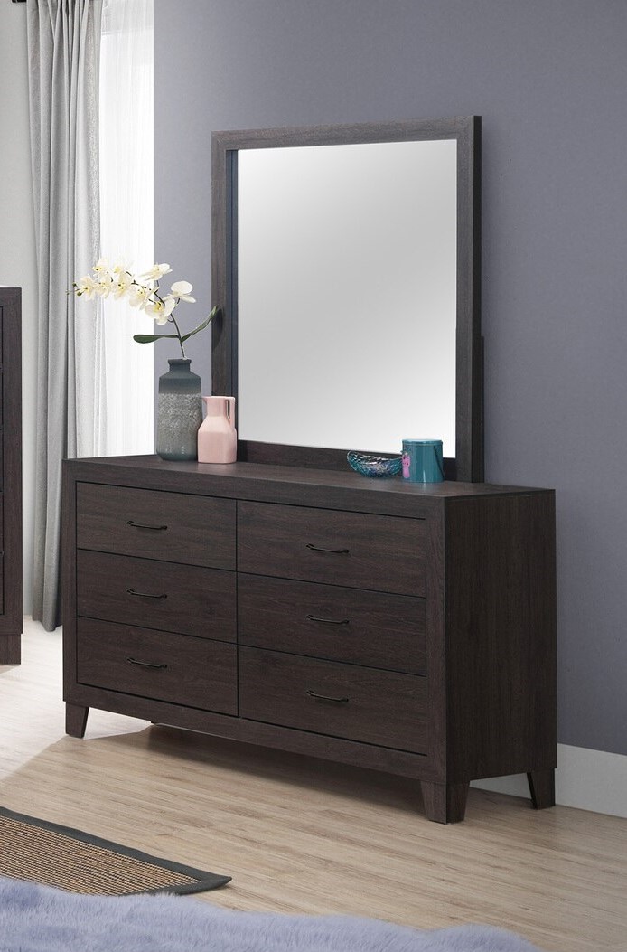 Hs Transitional 5pc Full Size Platform, Mirror Finish Dresser