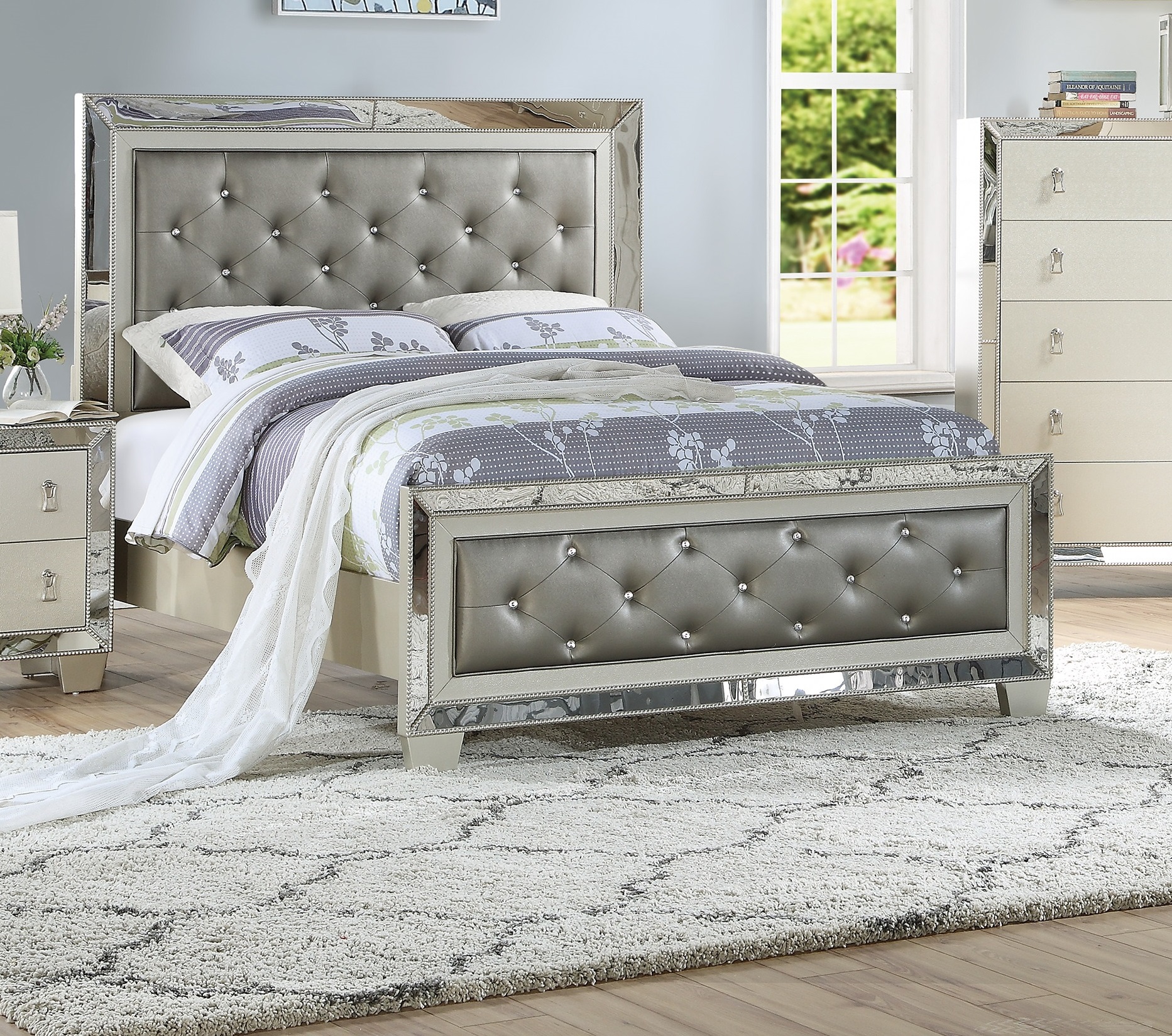 Esofa Eastern King Size Bed Silver, King Size Bed Frame And Headboard