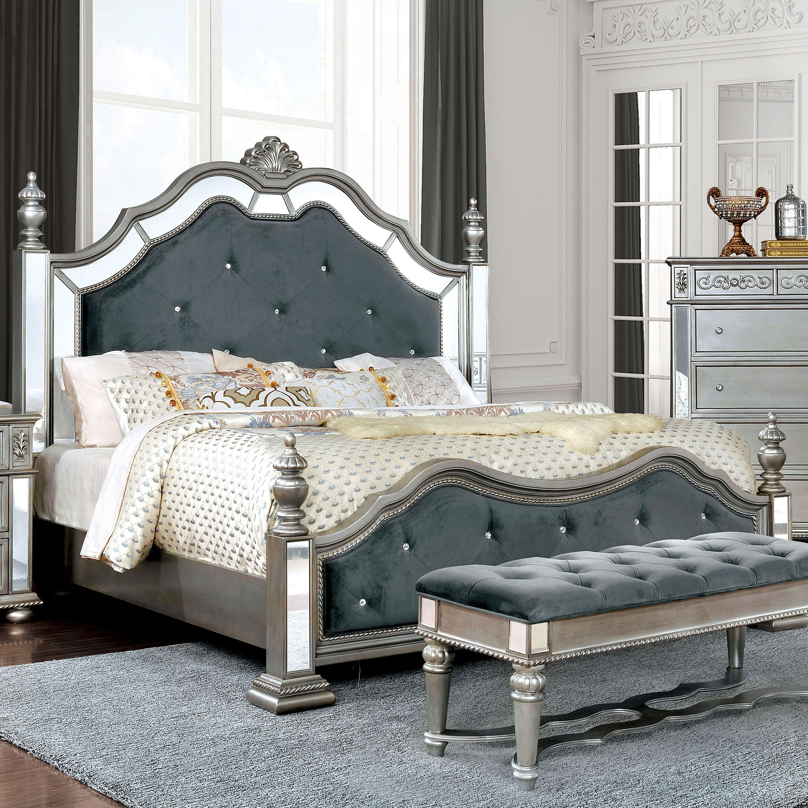 Bed Mirror Trim Tufted Padded Hb, California King Bed Frames Bedroom Furniture
