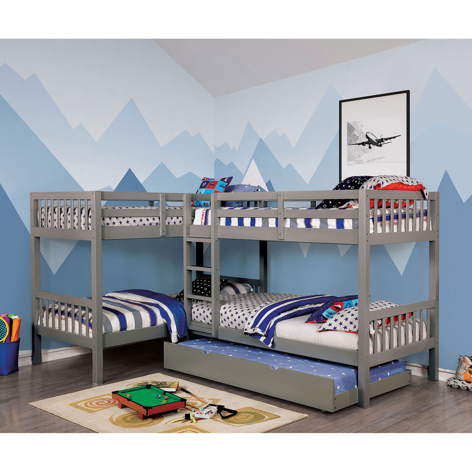 Esofa Transitional Modern Youth, Maddox Twin Over Double Bunk Bed