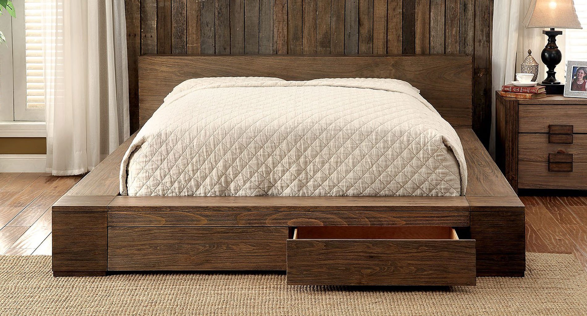 Esofa California King Bed Storage, Rustic California King Bed Frame