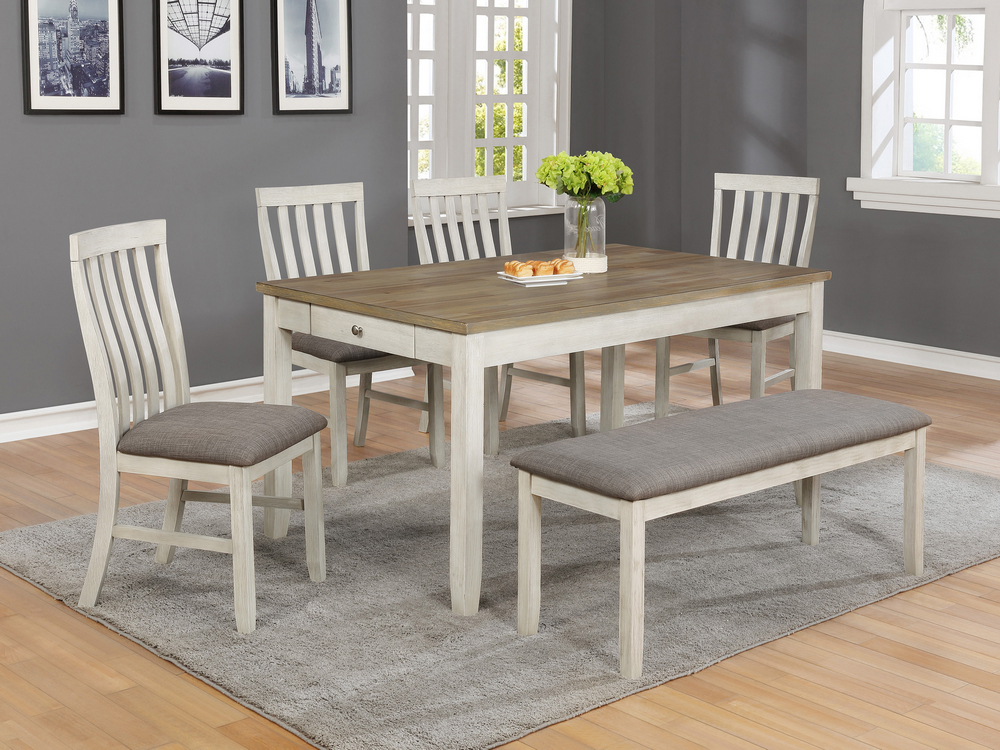 Esofa Transitional 6pc Dining Room, Dining Room Table Chairs And Bench
