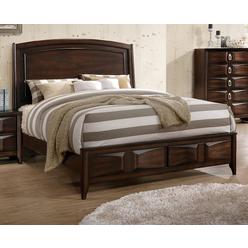 Esofastore Simple Transitional 1pc Eastern King Size Bed Bedroom Furniture Varnish Oak Plywood MDF Wooden Bedframe