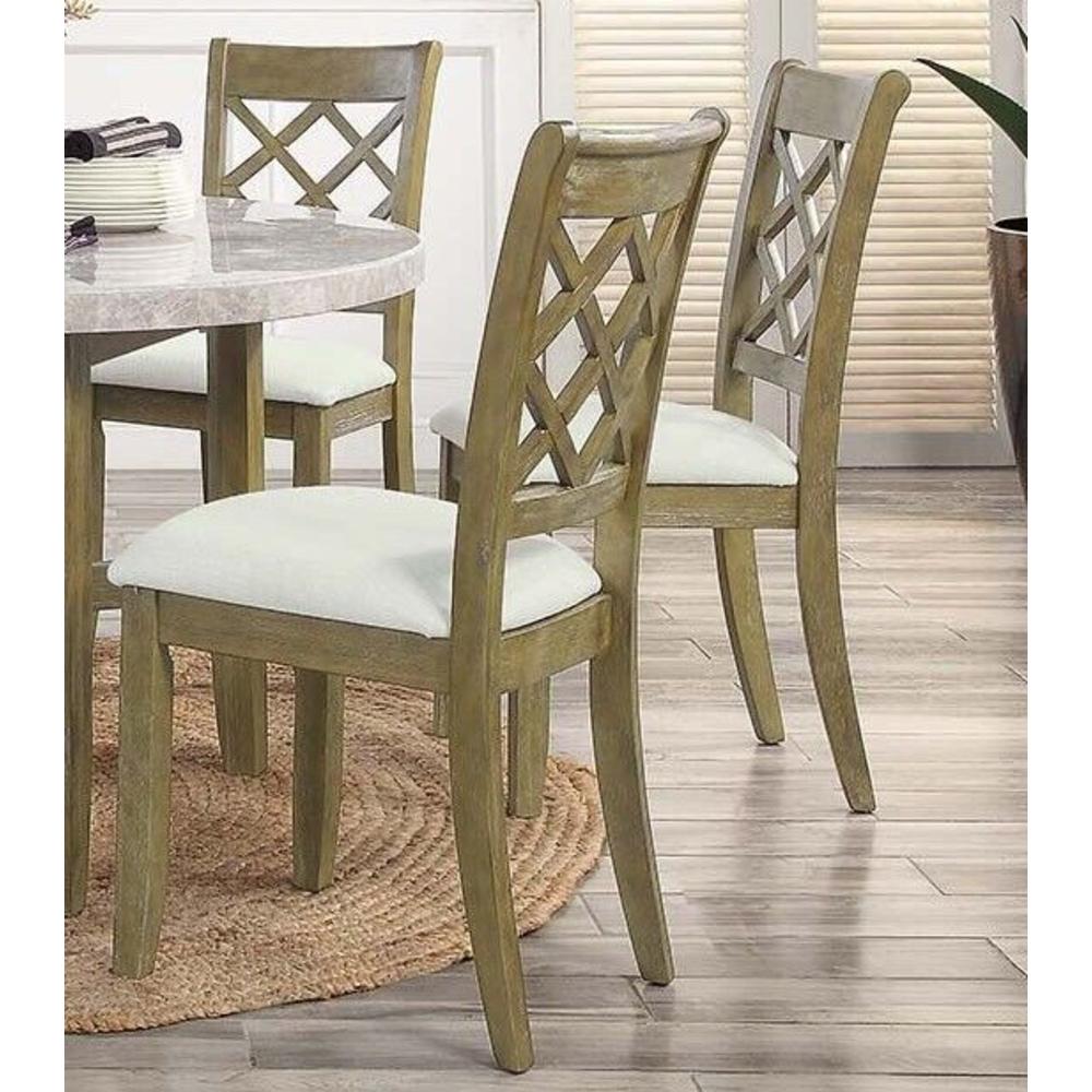 Esofastore Stylish Dining Furniture 7pc Set Marble Table Top 6 Side Chairs Upholstered Rustic Oak Finish Furniture