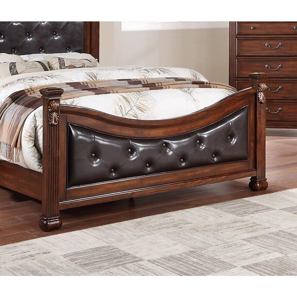 Esofastore Royal Classic Traditional Cal King Bed Dresser Mirror Nightstand Wooden Brown Finish 4pc Set Bedroom Furniture Tufted Headboard