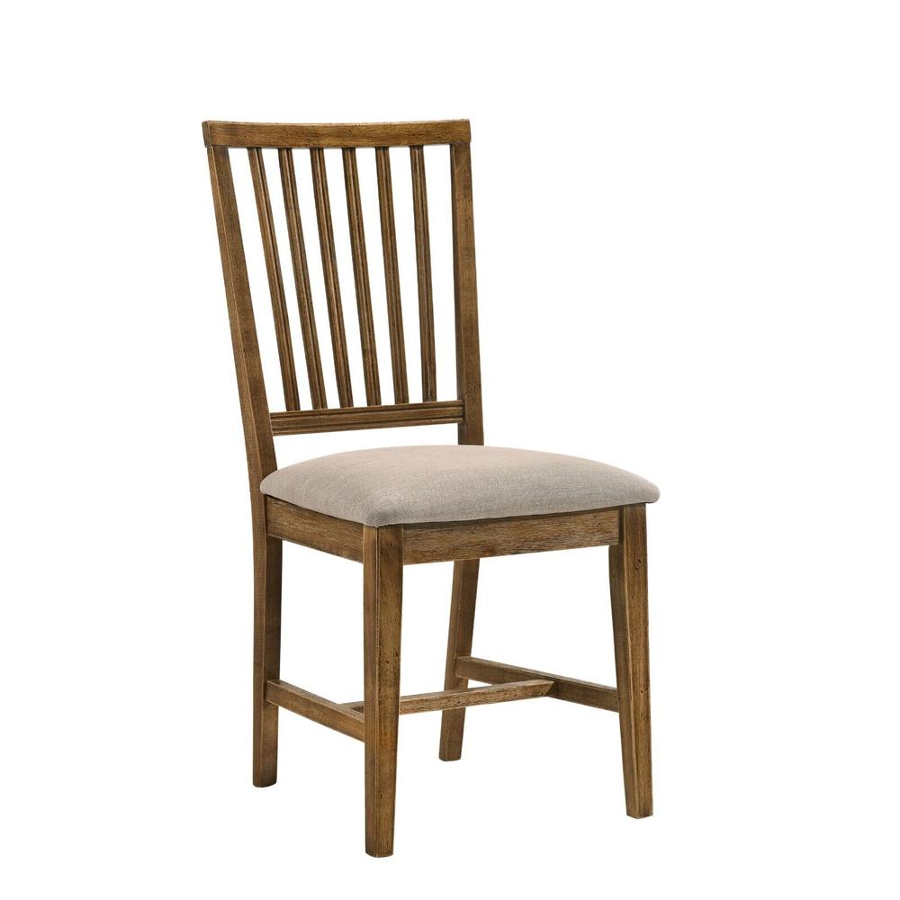 Esofastore Transitional Dining 5pc Set Trestle Base Table 4 Side Chairs Weathered Oak Finish Wooden Furniture