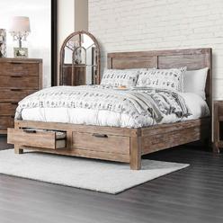 Esofastore Classic Bedroom 1pc Bed California King Size Bed Weathered Light Oak Finish Furniture Solid wood bedframe Storage Drawers FB