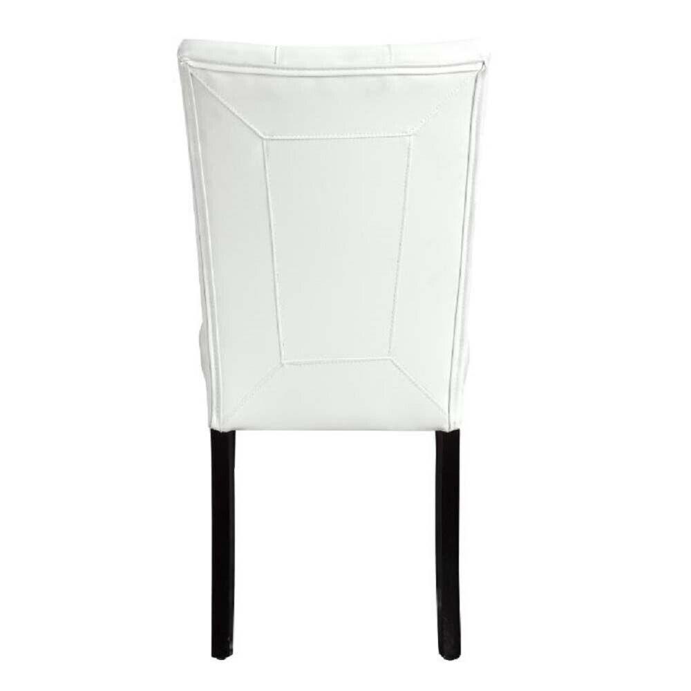 Esofastore Contemporary White Finish Dining 7pc Set Marble Top Table and Button-Tufted 6 Side Chairs Modern Dining Furniture