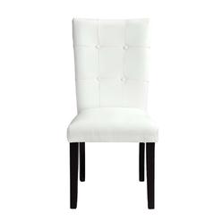 Esofastore Contemporary White PU Upholstered Modern Side Chairs Set of 6 Button-Tufted Back Black Legs