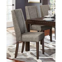 Esofastore Contemporary Gray Fabric Upholstered Side Chair 6pc Set Dark Brown Finish Wooden Dining Furniture