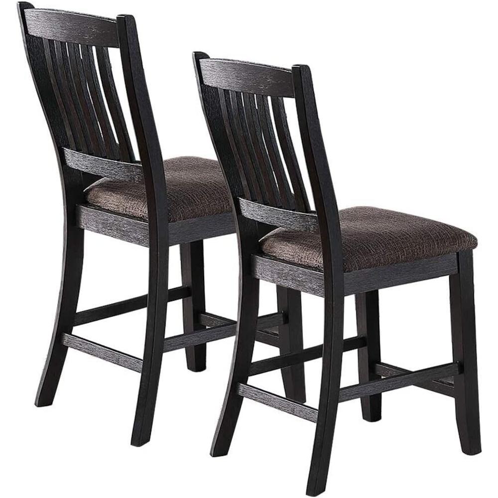 Esofastore Modern Counter Height Set of 2 Dining Chairs Fabric Upholstered Seat High Chairs Kitchen Dining Room Furniture Dark Coffee