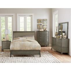 Esofastore Gray Finish 4pc Wooden Bedroom Furniture Set Full Bed Dresser Mirror Nighstand Set Transitional Style