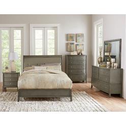 Esofastore Gray Finish 4pc Wooden Bedroom Furniture Set Cal-King Bed Dresser Mirror Nighstand Set Transitional Style