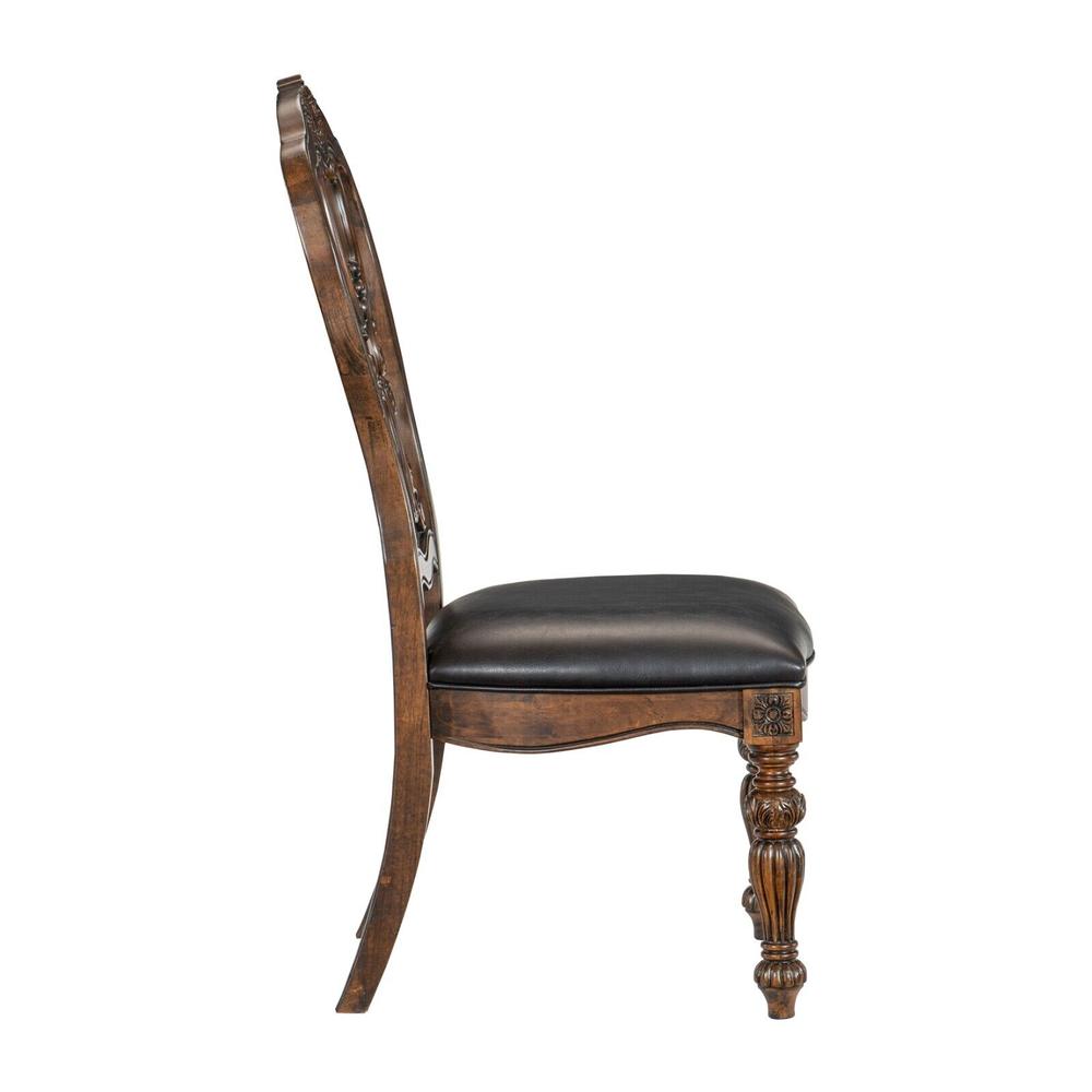 Esofastore Traditional Formal Set of 2 Side Chairs Dining Room Furniture Dark Oak Finish Wood Lavish Style Back Design