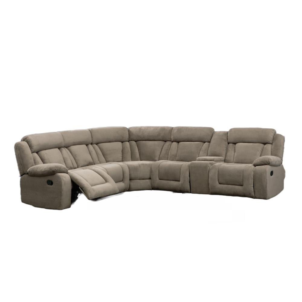 Esofastore Tan Fabric Modular Sectional Sofa with Manual Recliner