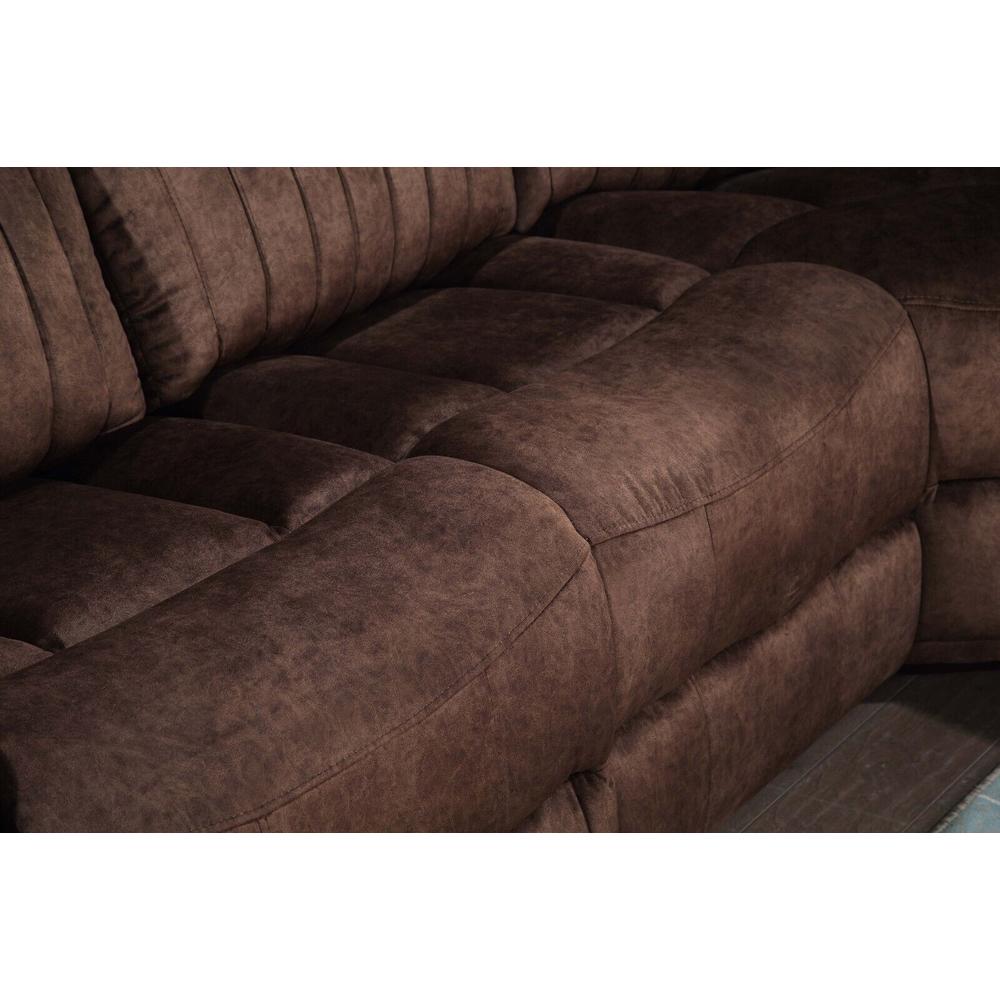 Esofastore Modern Dark Brown Fabric Modular Sectional Sofa 2 Power & 1 Manual Recliners