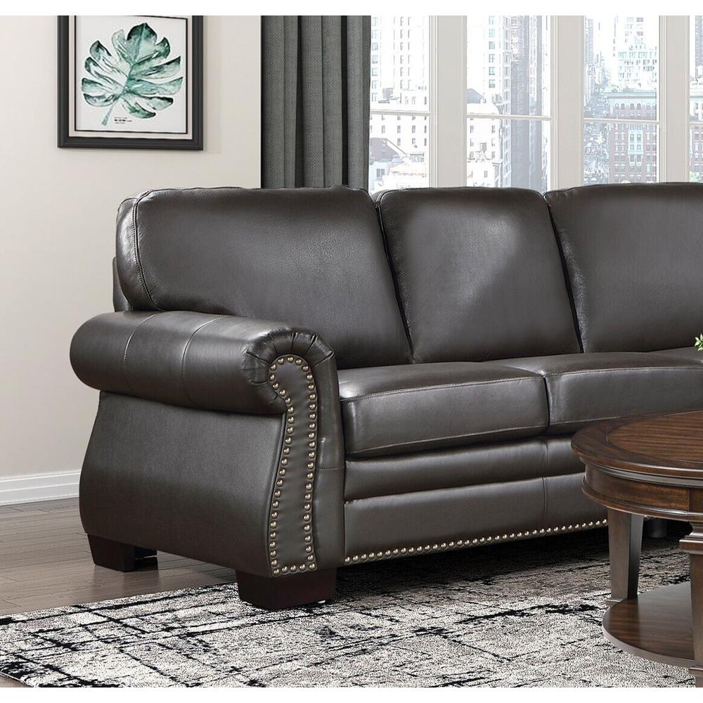 Esofastore Traditional Design 3-Piece Sectional Dark Brown Leather Modern Living Room Sofa
