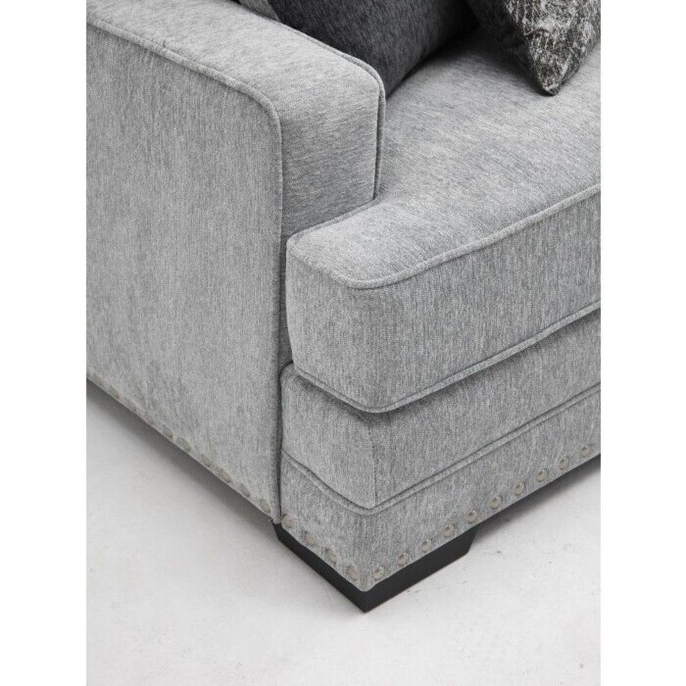Esofastore Modern 2-Piece Fabric Sofa Set with Pillows, Plush Cushions, & Silver Nailhead Accents, Living Room Couch, Lounge (Light Gray)