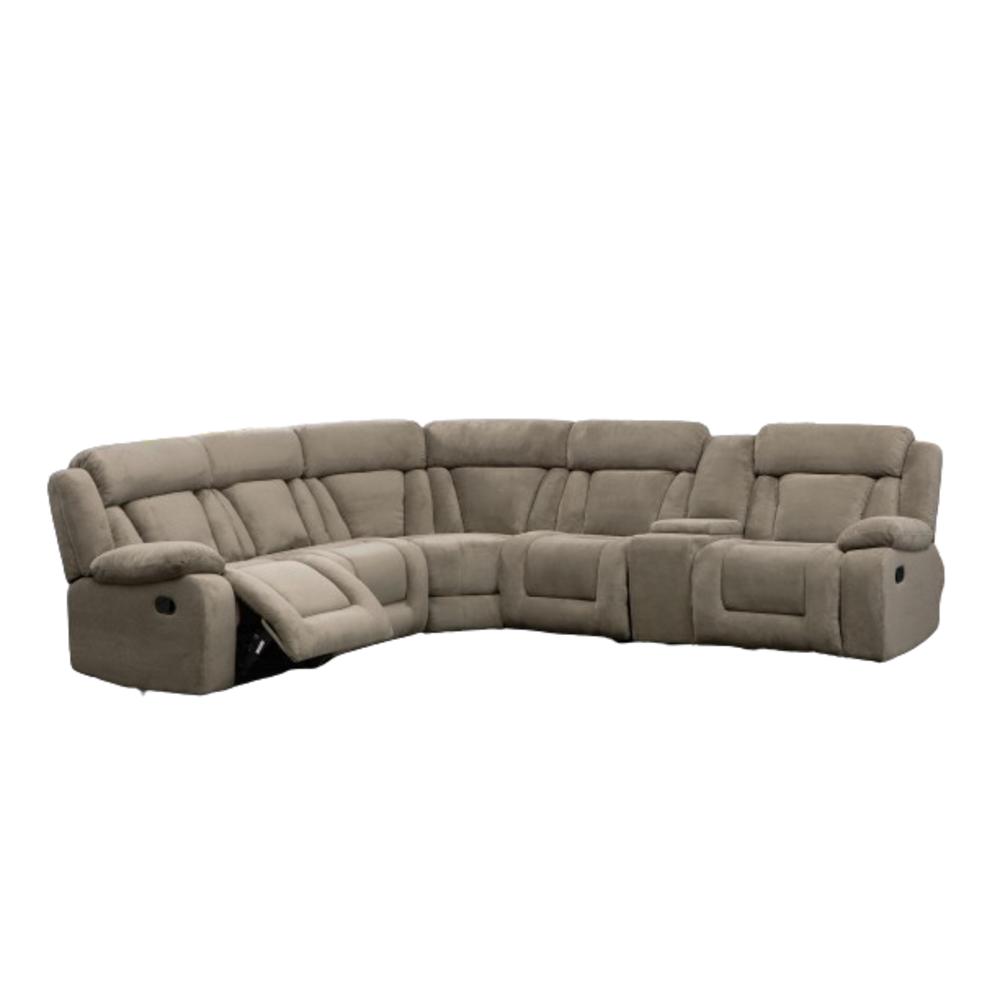Esofastore Fabric Manual Recliner Modular Sectional Sofa with Storage Console, Cup Holders, Pillow Top, Living Room L-Shape Couch
