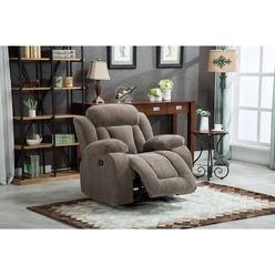 Esofastore Plush Manual Recliner Chair, Soft Comfirtable Tan Fabric Upholstered Living Room Rocker Armchair, Ajustable Sofa Couch