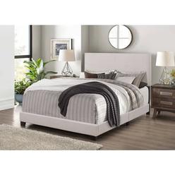 Esofastore Simple Design Full Size Bed Frame, Soft Lenin Fabric Upholstered Bed, Space Saving Bedroom Furniture, Khaki