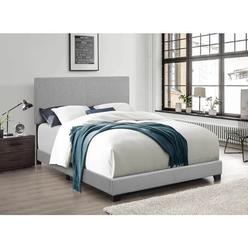 Esofastore Simple Design Full Size Bed Frame, Soft Lenin Fabric Upholstered Bed, Space Saving Bedroom Furniture, Light Gray