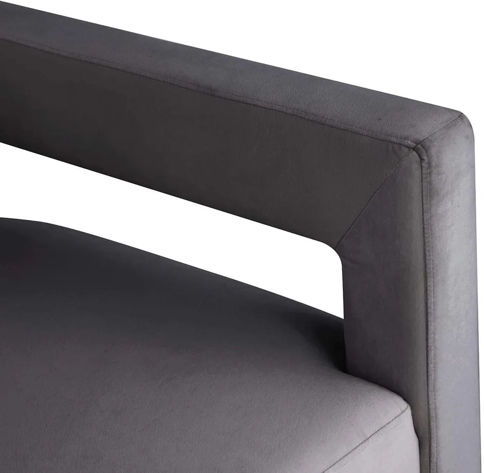 Esofastore Modern Accent Chair, Velvet Upholstered Cube Shape Living Room Armchair with Gold Metal Base, Plush Padded Seat, Gray