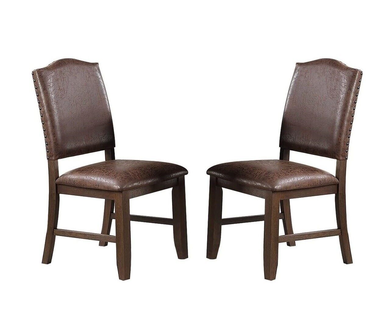 Esofastore Kitchen Dining Room Rustic Espresso Faux Leather 6pcs Dining Chairs Upholstered Cushions Seat Back