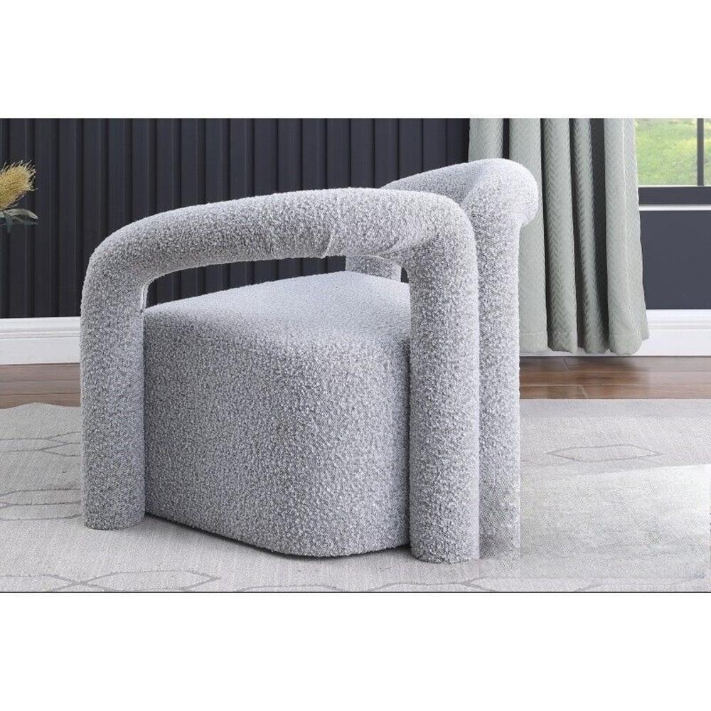 Esofastore Unique Living Room Accent Chair, Modern Glam Tubular Design Lounge Chair, Stylish Boucle Fabric Upholstered Arm Chair, Gray