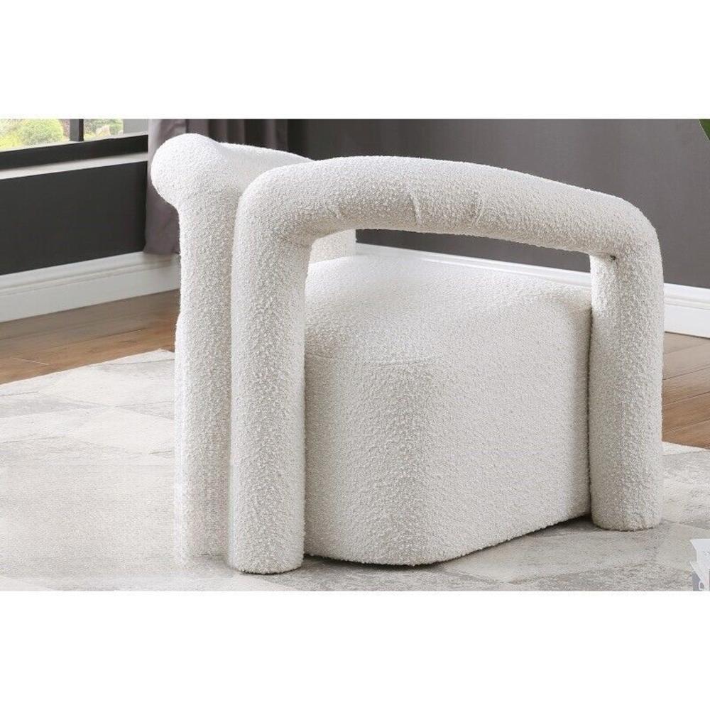 Esofastore Unique Living Room Accent Chair, Modern Glam Tubular Design Lounge Chair, Stylish Boucle Fabric Upholstered Arm Chair, Crème