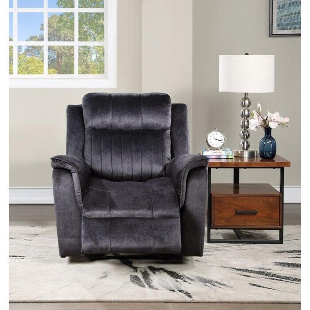 Esofastore Modern Manual Recliner Chair, Extra Soft Faux Suede Fabric Upholstered Adjustable Arm Chair, Living Room Sofa Chair, Blue Gray