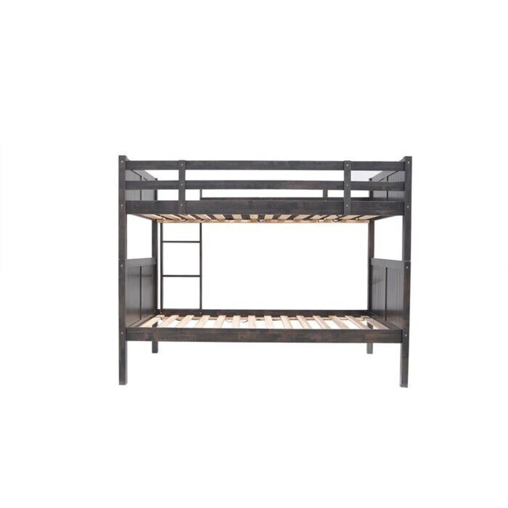 Esofastore Twin-Twin Size Bunk Bed for Kids Rooms with Inbuild Ladder & Side Rails, Solid Wood Kids Bed Frame, Slatted Platform Bed, Gray