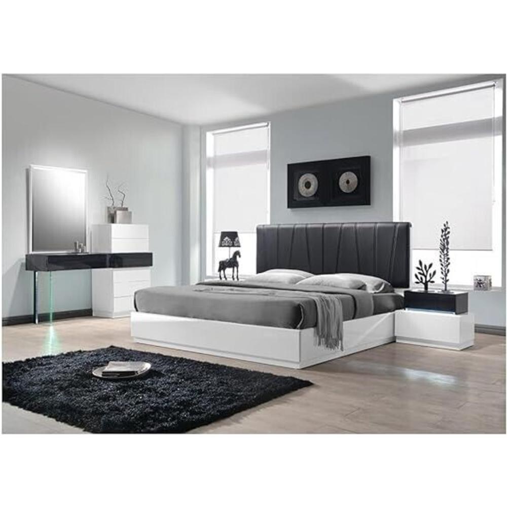 Esofastore Bedroom Furniture Platform Queen Size Bed Frame, Upholistered Headboard, Modern Lacquer Finish Platform Bed