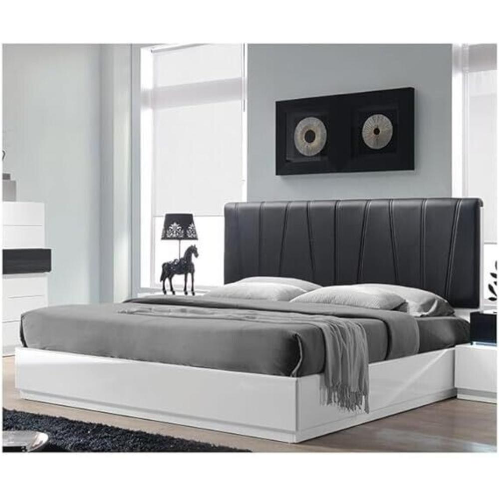 Esofastore Bedroom Furniture Platform Queen Size Bed Frame, Upholistered Headboard, Modern Lacquer Finish Platform Bed