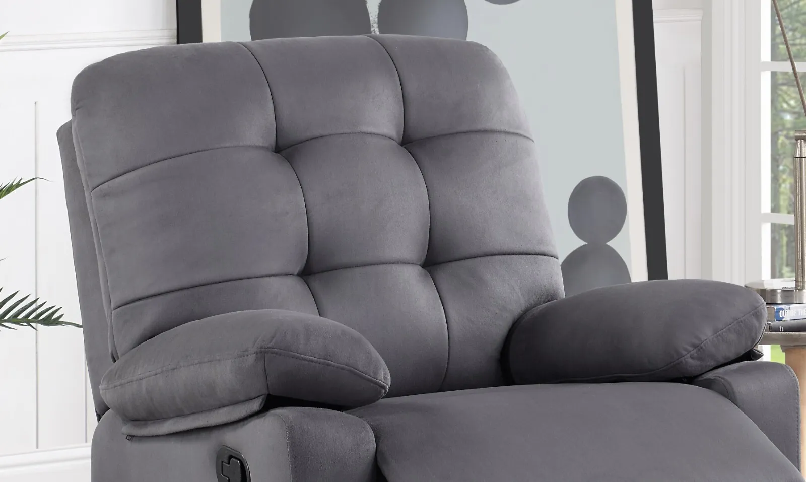 Esofastore 1pc Recliner Chair Ebony Microfiber Tufted back Manual Reclining Chair Plush Armrest Living Room