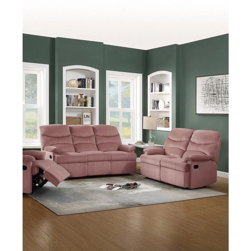 Esofastore Gorgeous Blush Pink Velvet 2pc Sofa Set Manual Reclining Motion Sofa Loveseat Elegant Living Room Manual Reclining