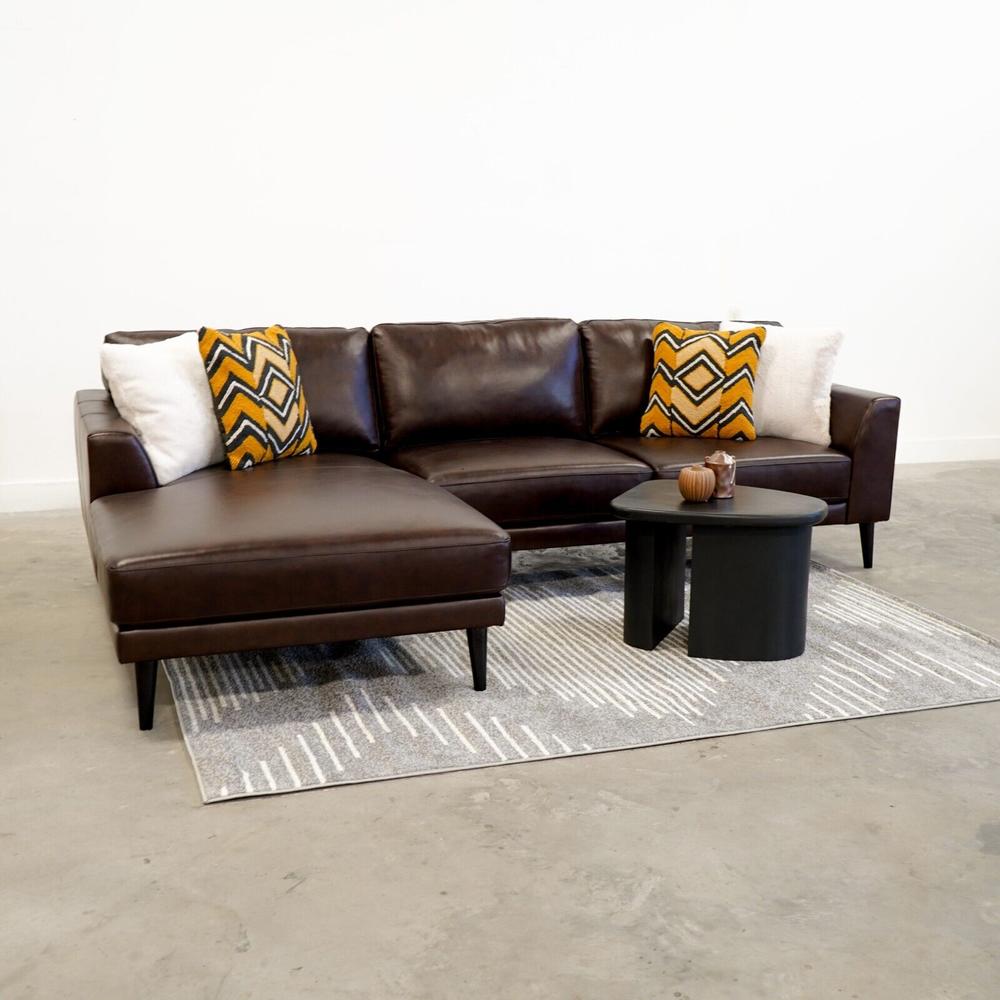 Esofastore Primium Brown Sectional Sofa w/ Left-Facing Chaise, Top Grain Leather Upholstered Sofa, Plush Cushions, Living Room Furniture