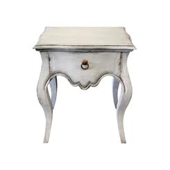 Esofastore Vintage French Provincial Nightstand Table, Hand Crafted, Unique Bedside Table, Bedroom Furniture, Antique Waxed White Finish