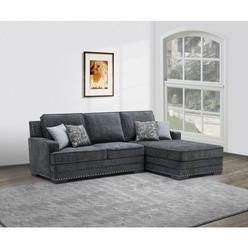 Esofastore Fabric Upholstered Sectional Sofa with Right Facing Chaise and Pillows, Living Room L-Shape Sofa Couch, 3-Seater Sofa, Dark Gray