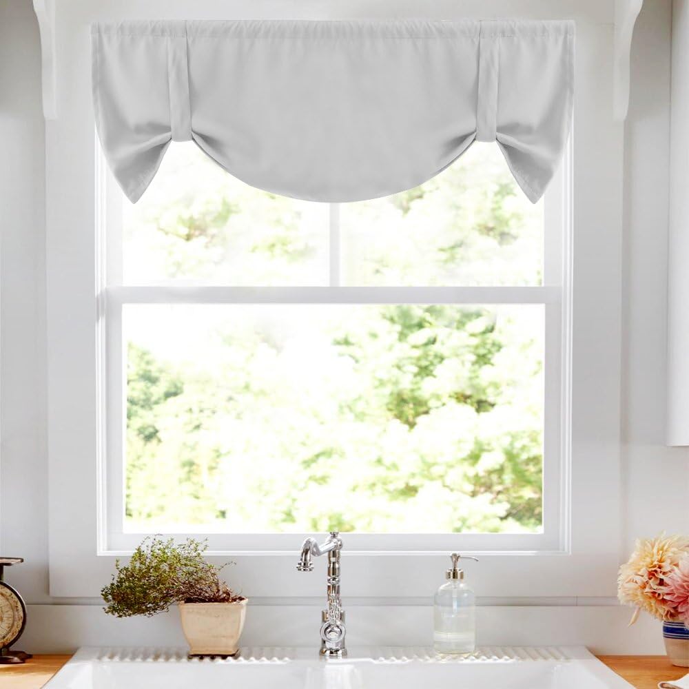 Vangao Tie-up Valance for Kitchen Windows Tie Up Curtains for ...