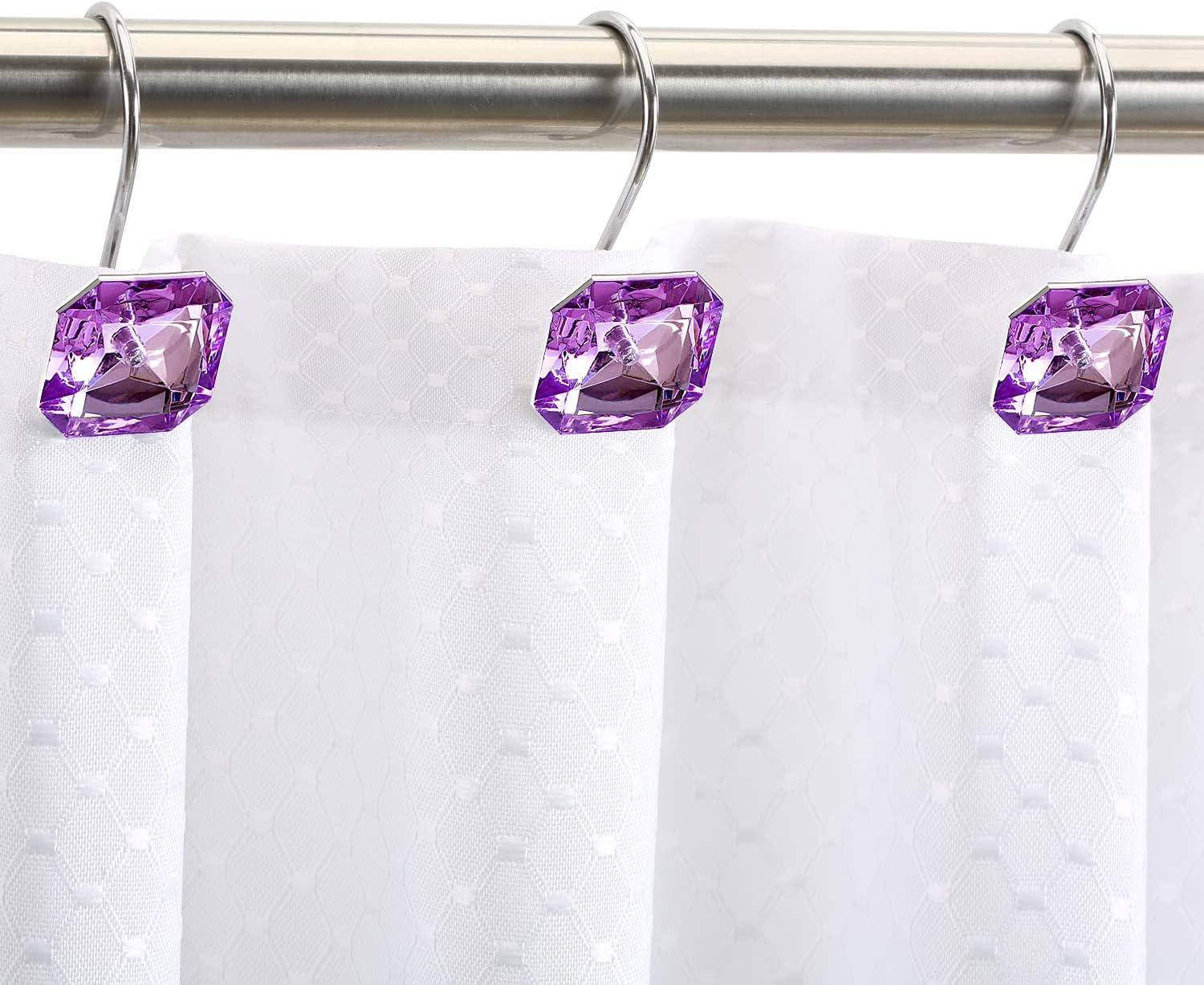 Chictie Purple Diamond Shower Curtain, Diamond Shower Curtain Hooks