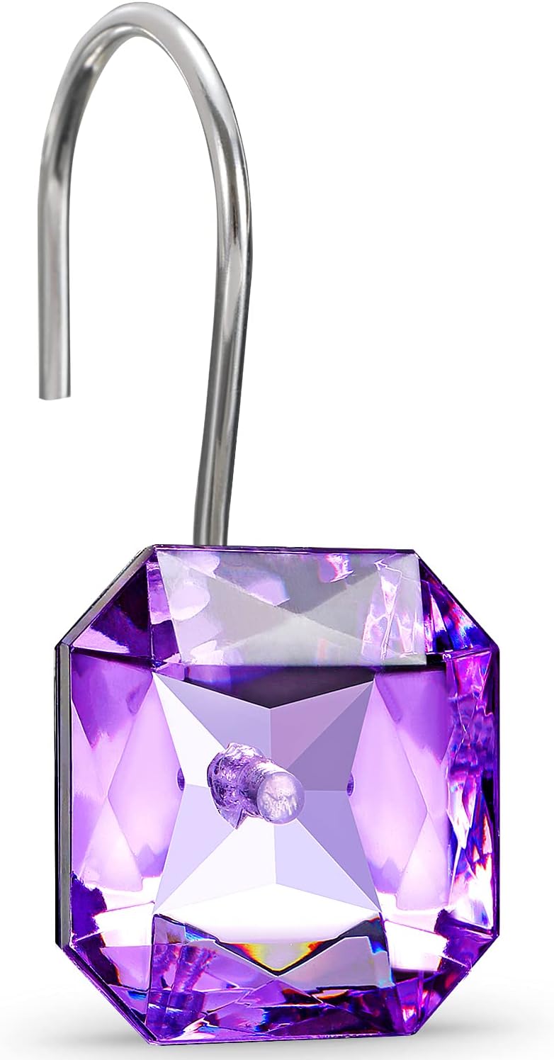 Chictie Purple Diamond Shower Curtain, Diamond Shower Curtain Hooks