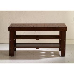 Roundhill Furniture Wood Shoe Bench Roundhill Furniture Pina Quality Solid Wood Shoe Bench, Cherry Finish
