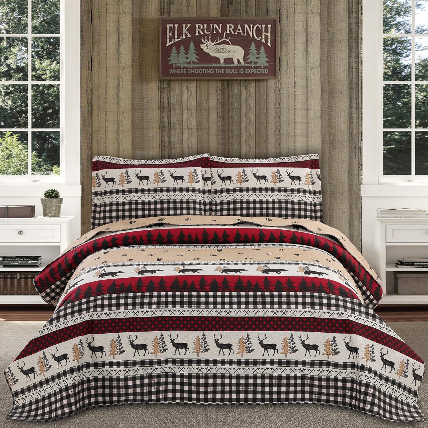 Jessy Home Rustic Quilt Bedding Set, Rustic Twin Bedding Sets