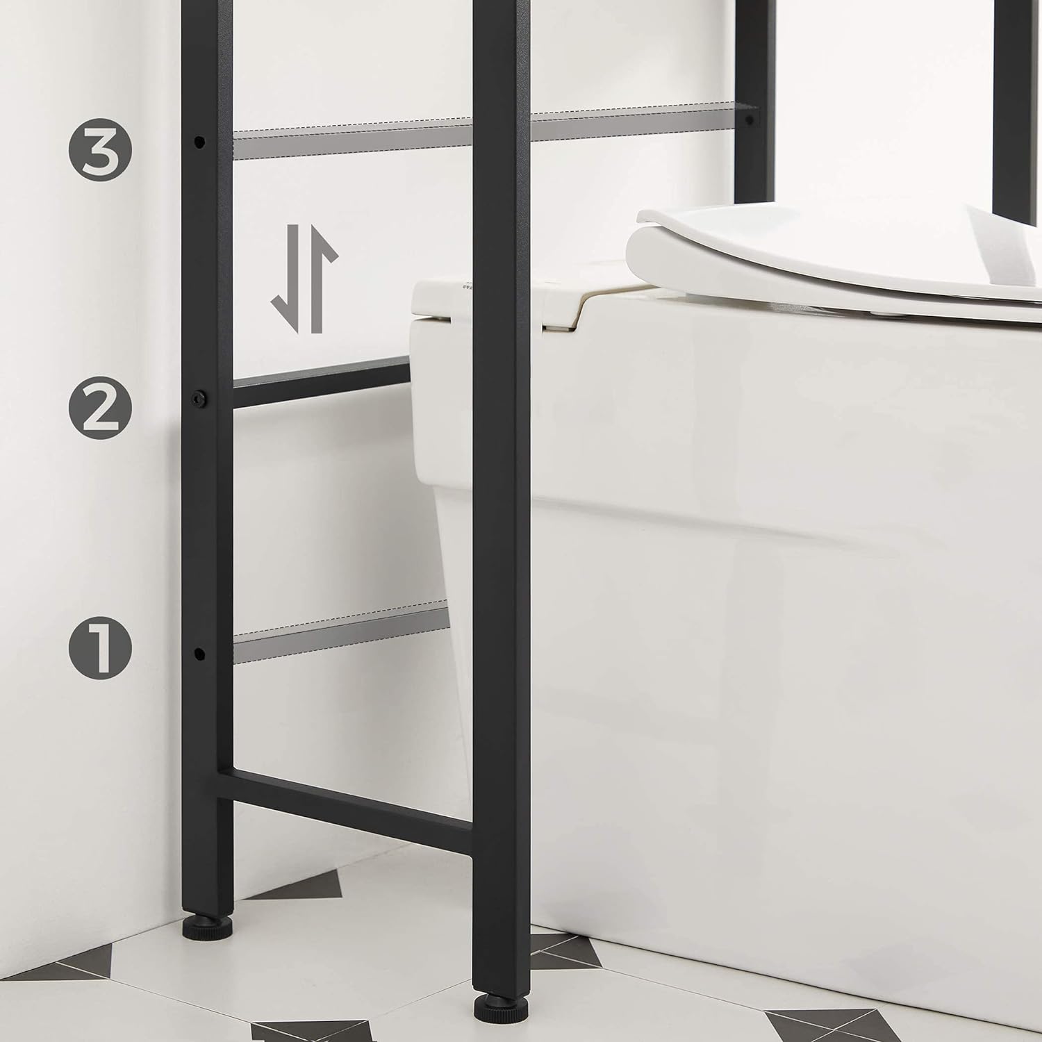 VASAGLE ALINRU 3-Tier Over-The-Toilet Rack, Tall Bathroom Storage Shelf