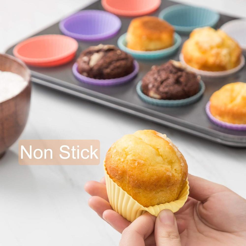 SAWNZC Silicone Baking Cups, Large Cupcake Liners 3.54 inch