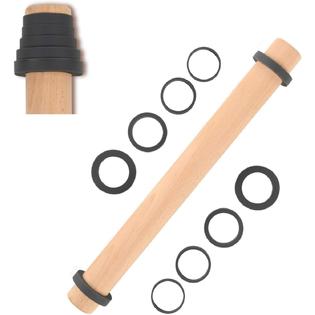 Folksy Super Kitchen Adjustable Wood Rolling Pin with Thickness Rings for  Baking -Non Stick Wooden Dough Roller Pin with Spacer Bands for Cookie,Pie