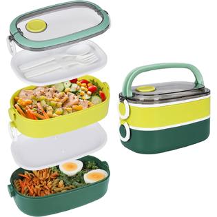 DANIA & DEAN Bento Box Lunch Box for Adult/Kids, 2 Stackable Portable  Leak-proof Large Capacity Japanese Lunch Container, Built-in Utensil S