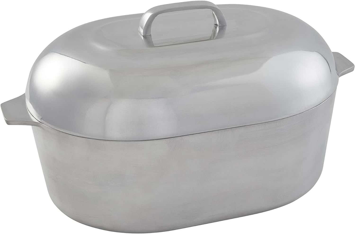 IMUSA 11 inch Cajun Oval Cast Aluminum Roaster Pan with Lid, Silver