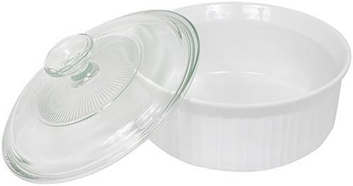 Corningware French White 1-1/2-Quart Covered Round Dish with Glass Top